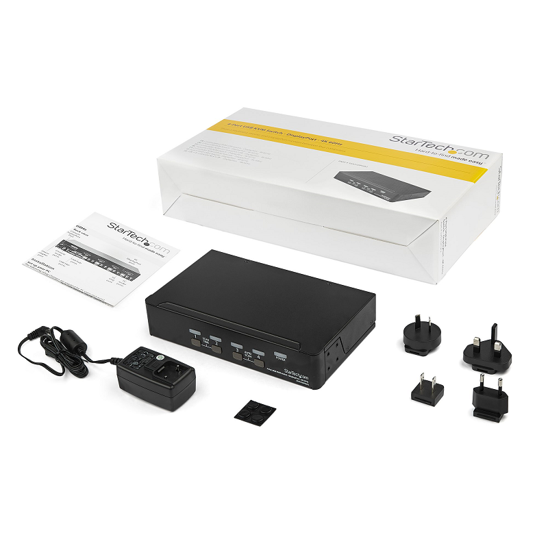 StarTech SV431DPUA2 4 Port DisplayPort KVM Switch w/Integrated USB 2.0 Hub & Audio